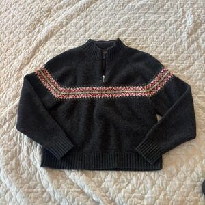 Vintage Woolrich Women’s Black Nordic Quarter Zip Sweater Size M
